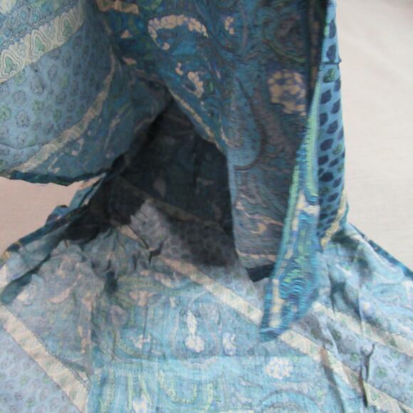 Norton McNaughton Dress Womens Size PL Blue Paisley Boho Side Slits Maxi Hipster - Picture 4 of 10